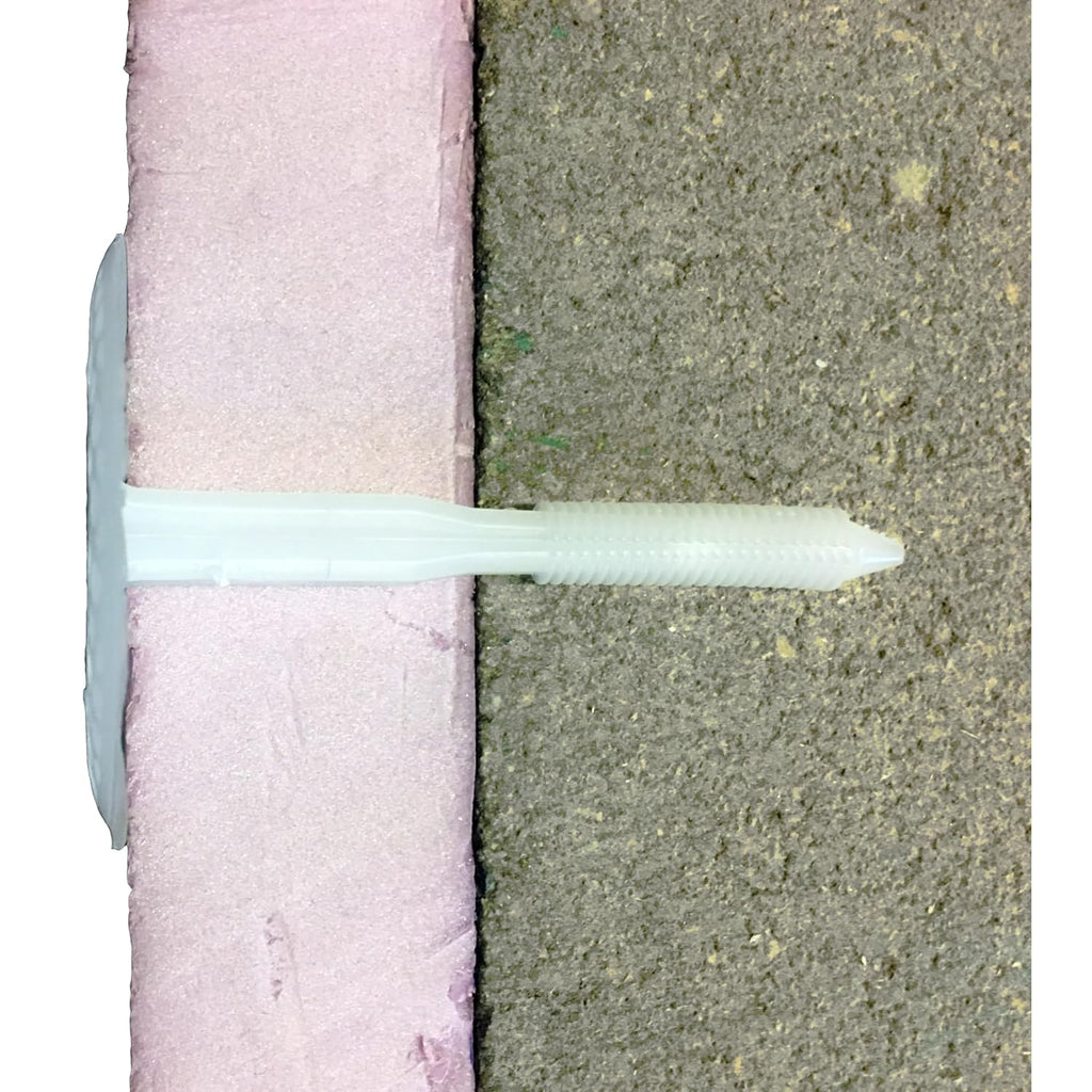 TruFast 4.5' Plasti-Grip PMF Fastener (250 EA) White Plastic Heavy-Duty Insulation Anchors for Securing on Masonry, Brick, Concrete, and Stone Walls