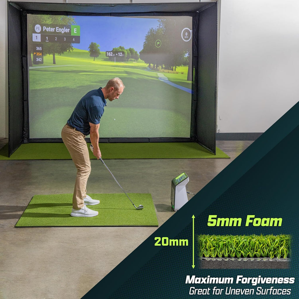 GoSports Elite Golf Hitting Mat for Indoor and Outdoor Practice - Withstands Thousands of Shots - Heavy-Duty Turf Driving Range Mats Works with Golf Simulators - Includes 3 tees - Choose Your Size
