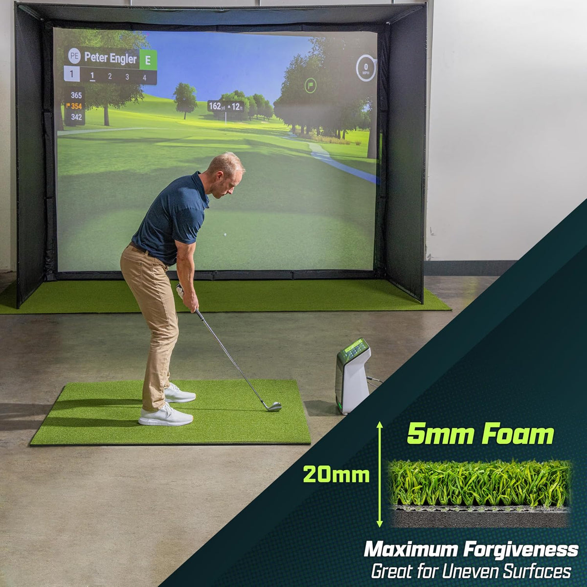 GoSports Elite Golf Hitting Mat for Indoor and Outdoor Practice - Withstands Thousands of Shots - Heavy-Duty Turf Driving Range Mats Works with Golf Simulators - Includes 3 tees - Choose Your Size