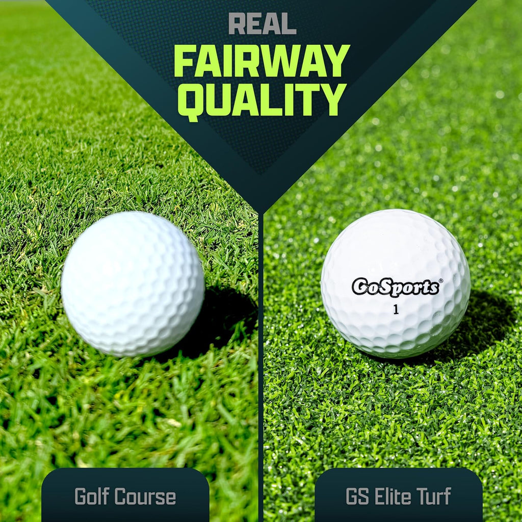 GoSports Elite Golf Hitting Mat for Indoor and Outdoor Practice - Withstands Thousands of Shots - Heavy-Duty Turf Driving Range Mats Works with Golf Simulators - Includes 3 tees - Choose Your Size