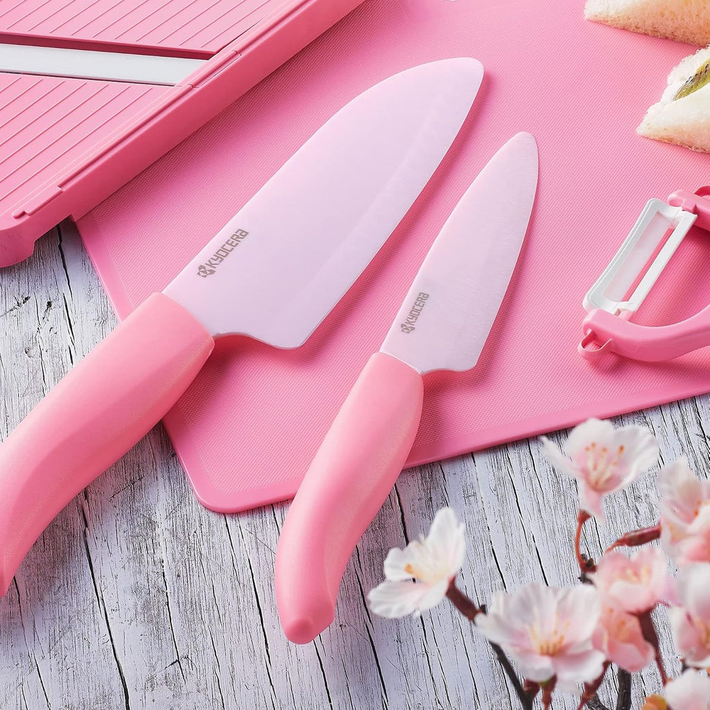 Kyocera FK-3PC-SE Advanced ceramic Revolution Series Knife Set, Blade Sizes: 5.5', 4.5', 3', Pink, 3Piece