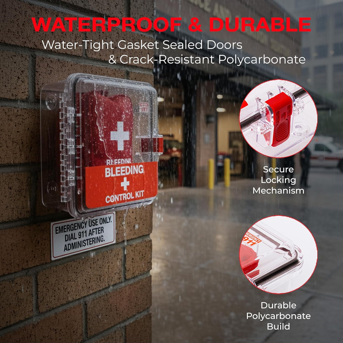 Bleeding Control Kit Outdoor Emergency Wall-Mount Cabinet (Cabinet Only, No Bleeding Kit Included)