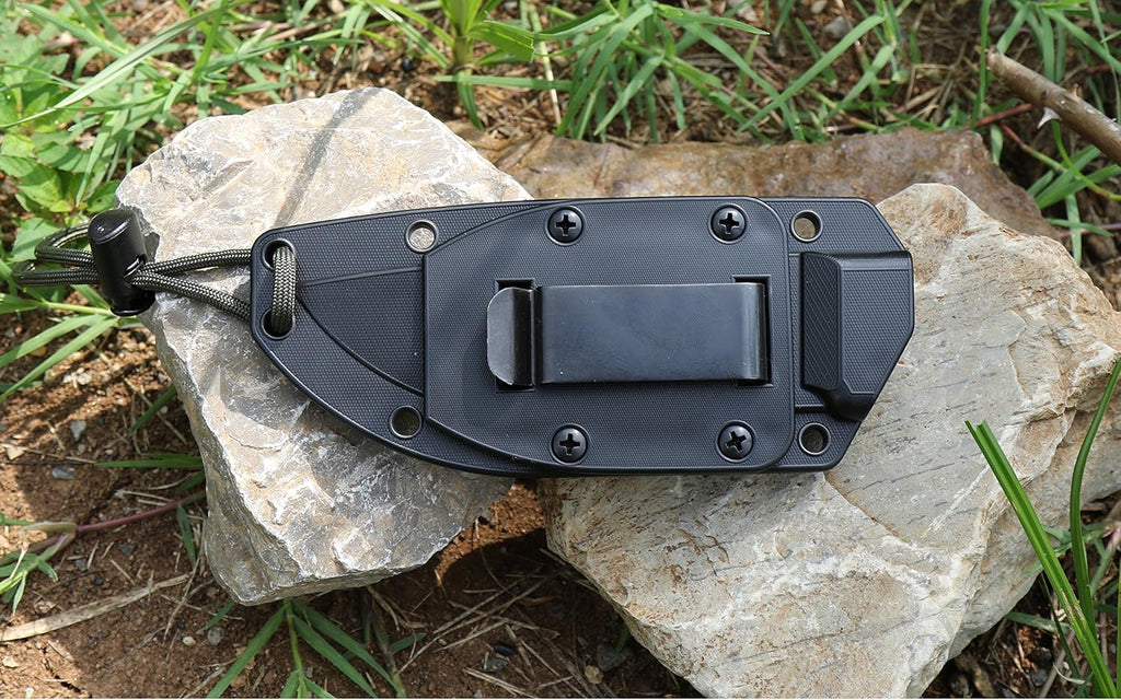 ESEE 4P Survival Knife - Field Tested Fixed Blade Knife with Molded Polymer Sheath & Clip Plate, Full Tang, Plain Edge - Durable Outdoor Camping Blade with Sheath for Survival