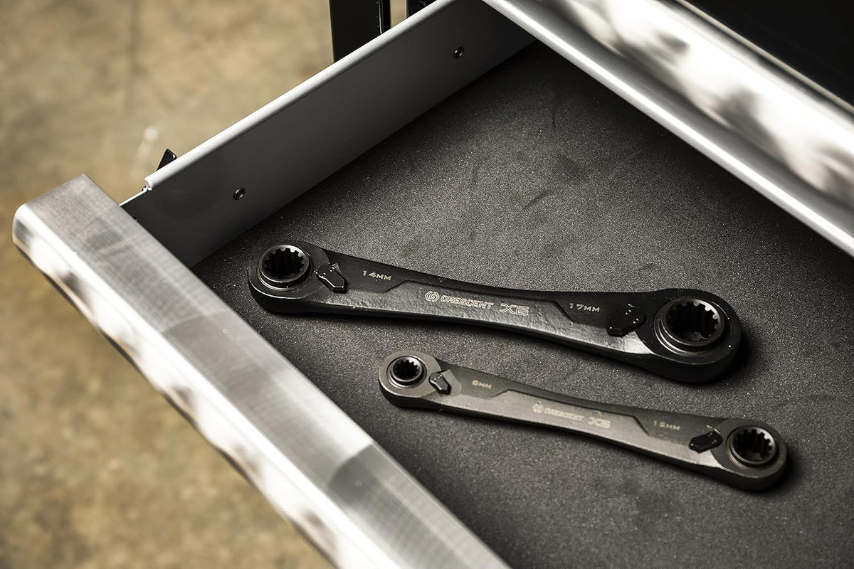 Crescent 2 Piece X6 4-in-1 Black Oxide Spline Ratcheting Metric Wrench Set - CX6DBM2 (Pack of 12)
