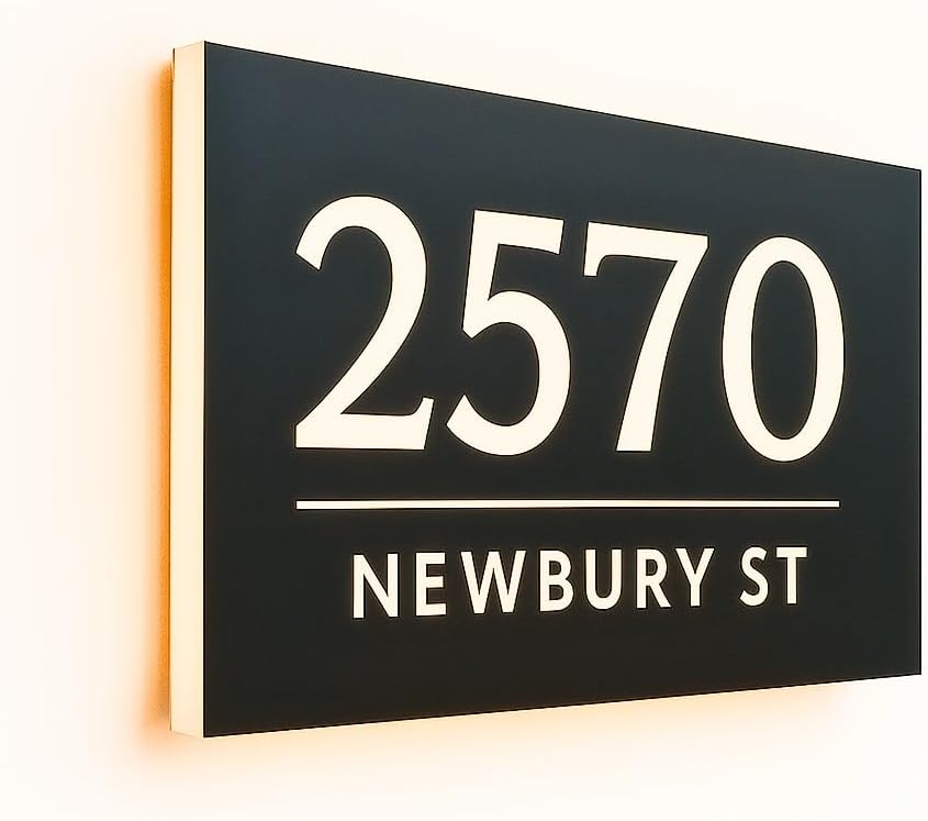 Custom Backlit LED House Number Sign for Outside, Personalized Illuminated Address Plaque for Home, Modern Lighted Sign - Waterproof (40X25CM (15,7 x 9,8 inch))