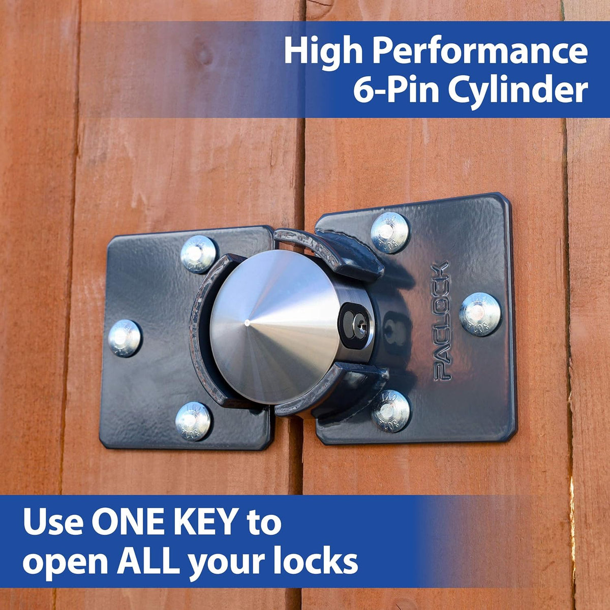 PACLOCK's UCS-9S/770 Hasp and Puck Combo Kit, Stainless Steel Body, Grey Hasp, High Performance 6-Pin Cylinder, One Lock Keyed to a Number U-Pick! w/ 2 Keys, with Backplates