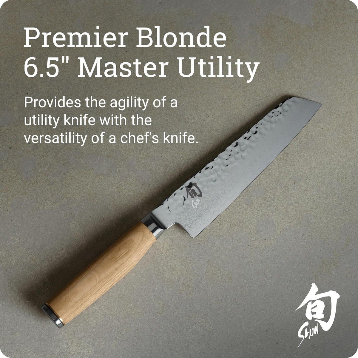 Shun Premier Blonde 6.5' Master Utility Knife, Handcrafted Japanese Knife, VG-MAX Core with Damascus Stainless Steel Cladding, Pakkawood Handle, Precision and Sharpness for Professional and Home Chefs