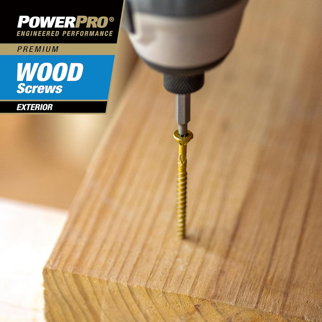 Power Pro Premium Exterior Wood Screws, #8 x 2 Inch All-Purpose Deck Screws for Outdoor Projects, T-25 Star Bit Included, Bronze, 3000 Pieces | 967775