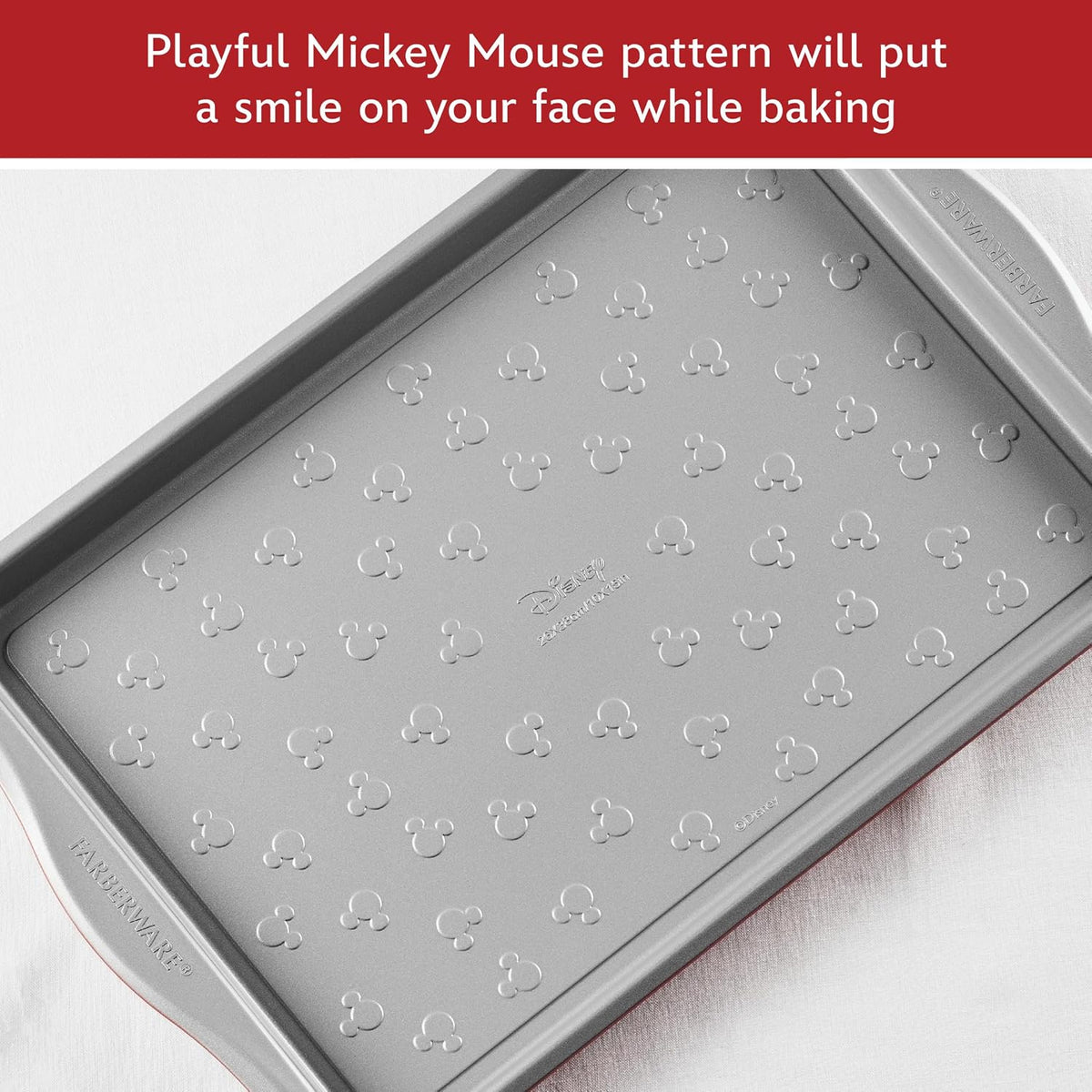 Farberware Disney Bon Voyage Ceramic Nonstick Pots and Pans Set with Baking Sheet/Cookie Pan and Disney Home Kitchen Tools, 8 Piece Non Stick Cookware Set - Red