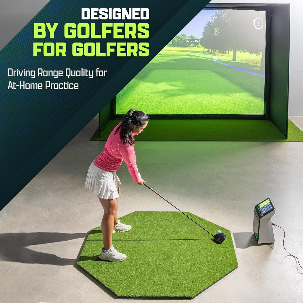 GoSports Pro Golf Hitting Mat for Indoor and Outdoor Practice - Withstands Thousands of Shots - Heavy-Duty Turf Driving Range Mats Works with Golf Simulators - Includes 3 tees -Choose Your Size