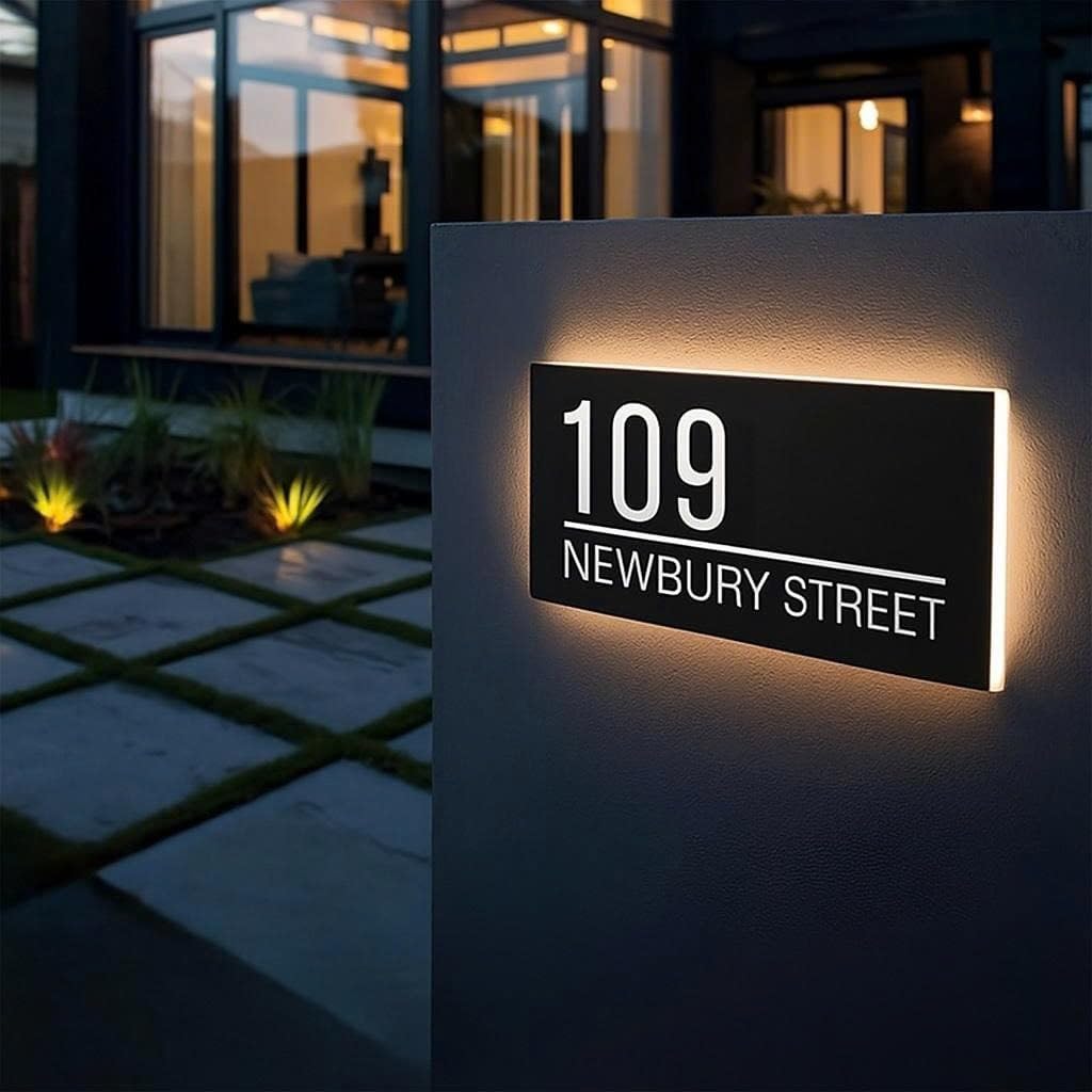 Custom LED House Number Sign Waterproof Lighted Address Plaque Outdoor, personalization lighting Sign illuminated backlit - Waterproof (40X20CM (15,7 x 7,8 inch))