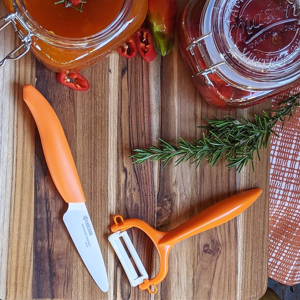 Kyocera FK-3PC-WHOR 3Piece Advanced ceramic Revolution Series Knife Set, Blade Sizes: 5.5', 4.5', 3', Orange
