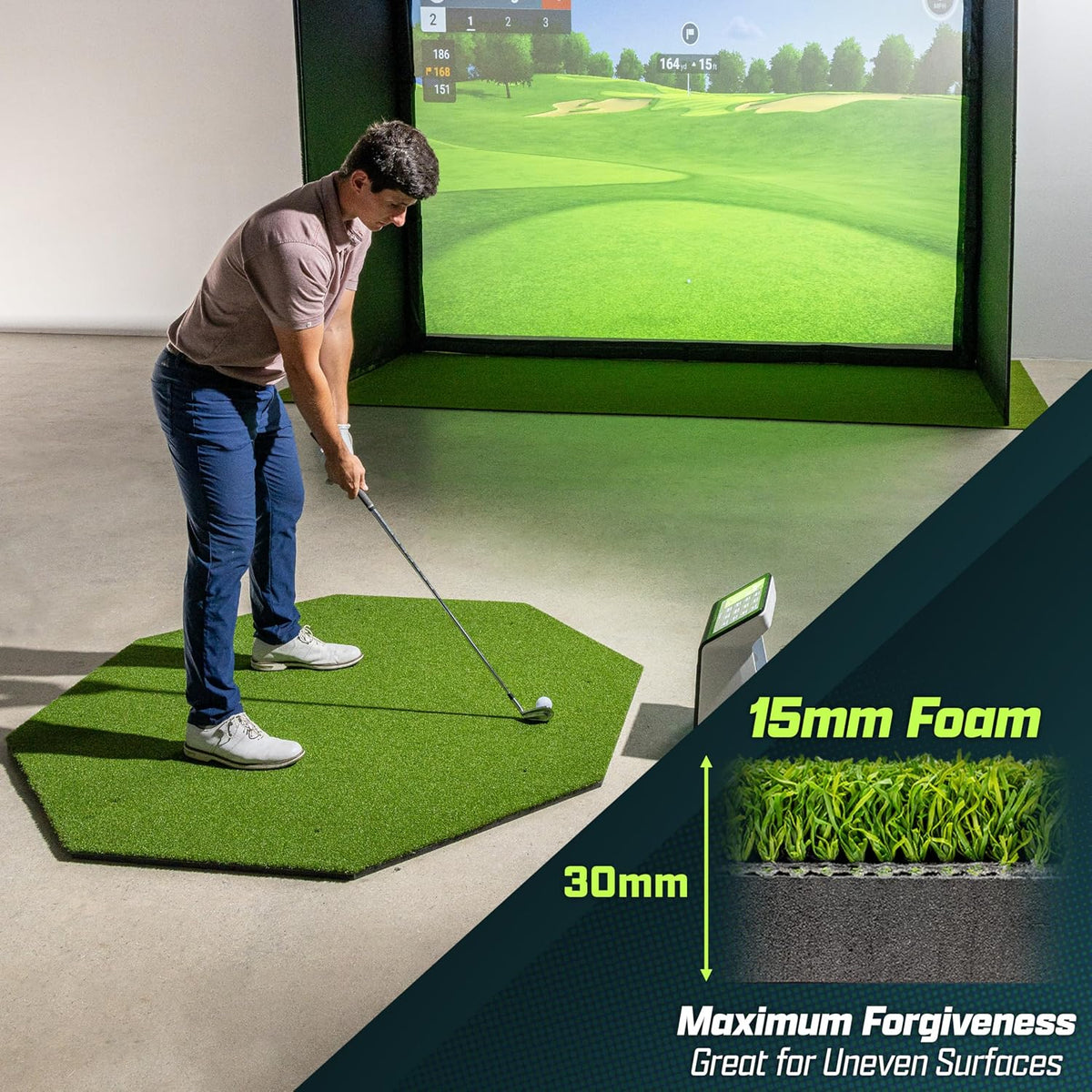 GoSports Pro Golf Hitting Mat for Indoor and Outdoor Practice - Withstands Thousands of Shots - Heavy-Duty Turf Driving Range Mats Works with Golf Simulators - Includes 3 tees -Choose Your Size
