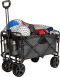 MacSports XL Heavy Duty Collapsible Outdoor Folding Camping Gear Grocery Cart Portable Lightweight Utility Adjustable Rolling Cart All Terrain Sports Beach Wagon with Cargo Net