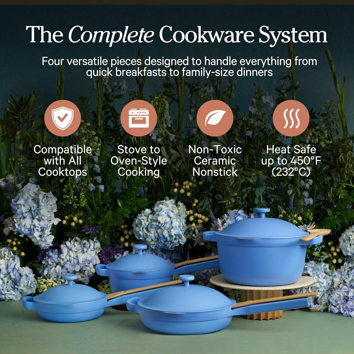 Our Place Cookware Set - 13-Piece Kit Including the Always Pan, Perfect Pot and Spatulas | Multifunctional, Toxin-Free Nonstick | Heat Safe up to 450°F | Oven, Stove, Induction | Forget-Me-Not Blue