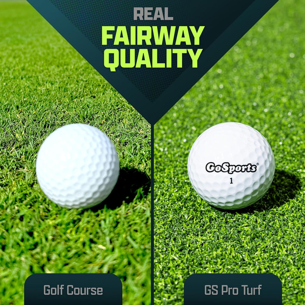 GoSports Pro Golf Hitting Mat for Indoor and Outdoor Practice - Withstands Thousands of Shots - Heavy-Duty Turf Driving Range Mats Works with Golf Simulators - Includes 3 tees -Choose Your Size