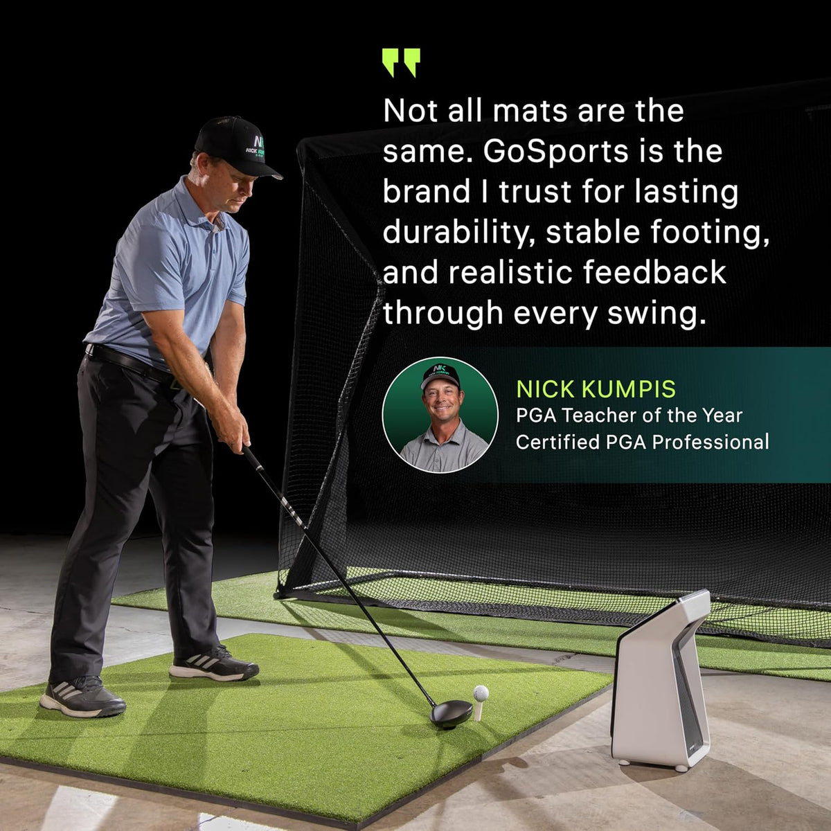GoSports Elite Golf Hitting Mat for Indoor and Outdoor Practice - Withstands Thousands of Shots - Heavy-Duty Turf Driving Range Mats Works with Golf Simulators - Includes 3 tees - Choose Your Size