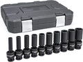 GEARWRENCH 10 Pc. 1/2' Drive 6 Pt. Deep Universal Impact Socket Set, SAE - 84943N