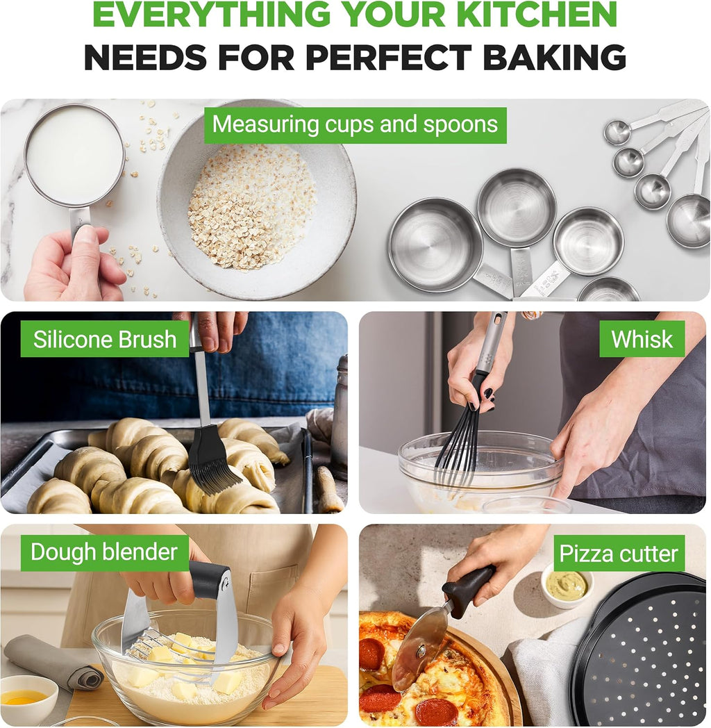 NutriChef 42-Piece Ultimate Nonstick Bakeware Set - Carbon Steel Baking Pans, Everyday Baking Tools, Oven Mitts, & More - Ideal for Baking Delicious Savory & Sweet Treats - Complete Set for Bakers