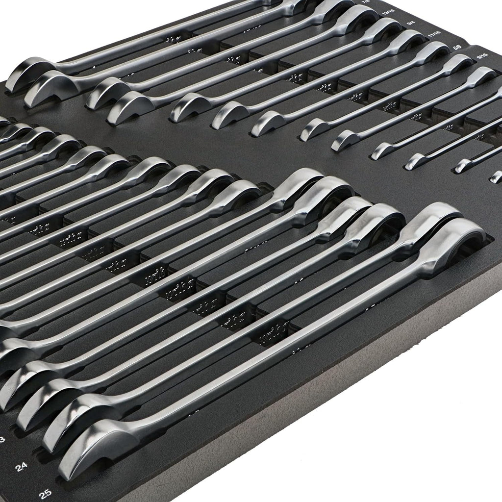 Wiha 30392 31-Piece Ratcheting Wrench Set – SAE & Metric, 12-Point Box and Open Ends, Full Drawer Tray