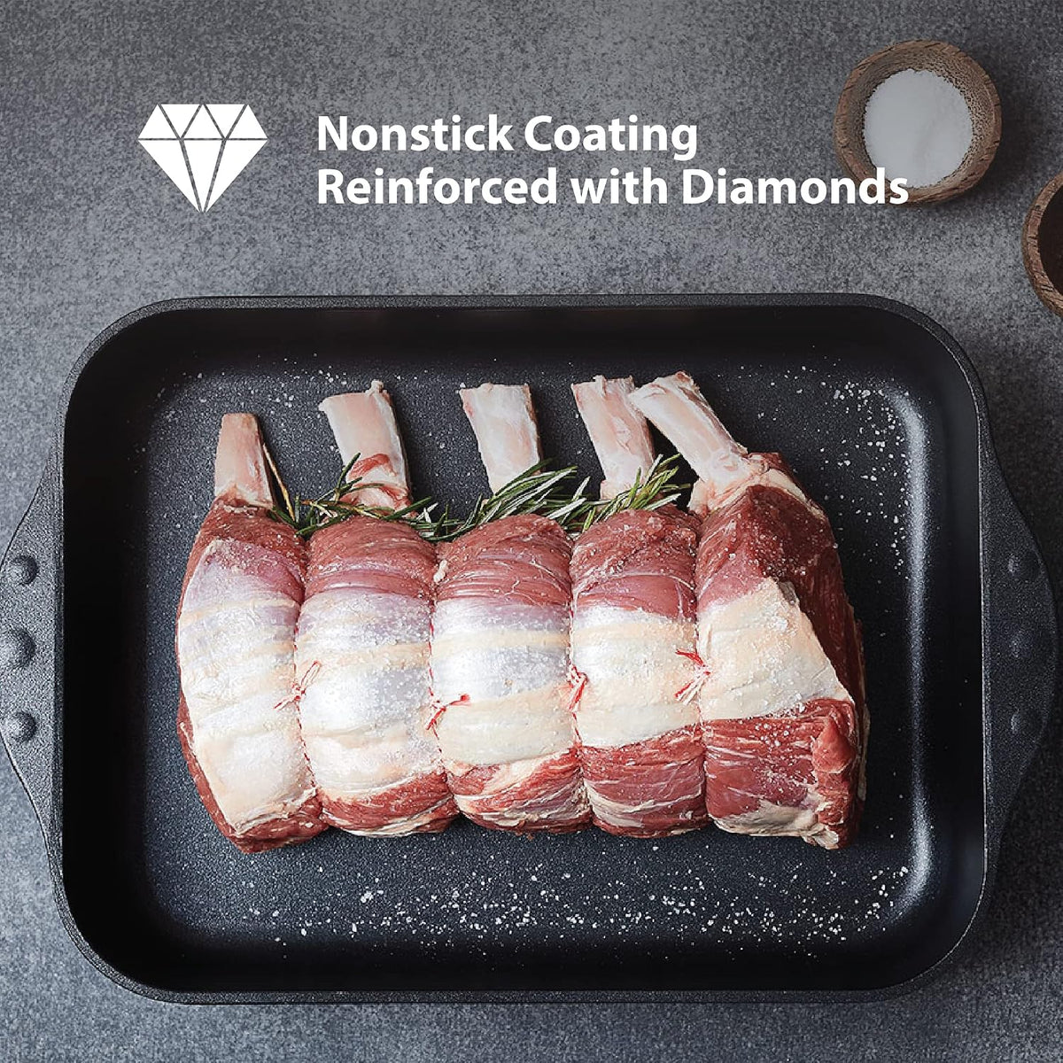 Swiss Diamond 3 Piece Set Fry Pan & Casserole HD Nonstick Diamond Coated Aluminum with Lids, Dishwasher/Oven Safe Grey
