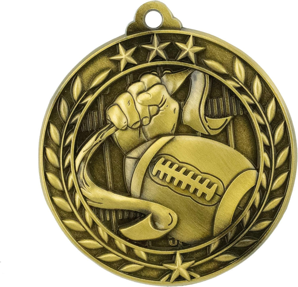 Express Medals Personalized Flag Football Gold Medal with Red White & Blue Neck Ribbon Award Trophy WAM9