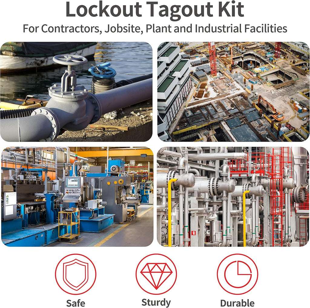 73 PCS OSHA Compliant Lockout Tagout Kit- Safety Loto Kit with Padlocks, Lockout Hasps, Loto Tags, Circuit Breaker, Electrical Plug, Ball/Gate/Cable Locks for Industrial Electrical & Machinery Safety
