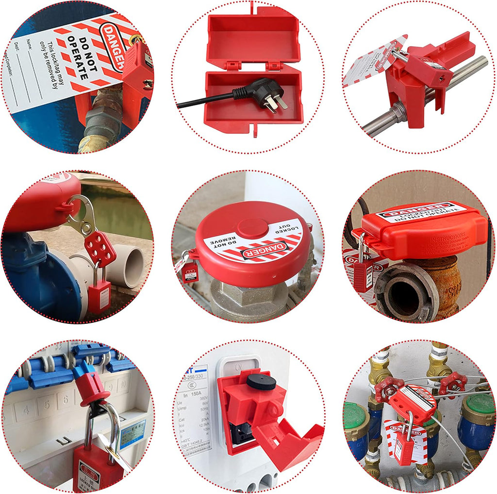 73 PCS OSHA Compliant Lockout Tagout Kit- Safety Loto Kit with Padlocks, Lockout Hasps, Loto Tags, Circuit Breaker, Electrical Plug, Ball/Gate/Cable Locks for Industrial Electrical & Machinery Safety