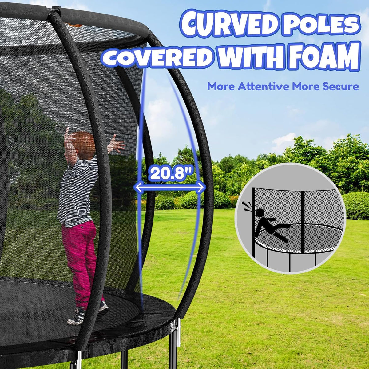 Kiivakii Trampoline 8FT 10FT 12FT 14FT 16FT, Outdoor Trampolines for Kids and Adults, Recreational Trampoline with Enclosure Net & Ladder, Round Trampolines ASTM Approved