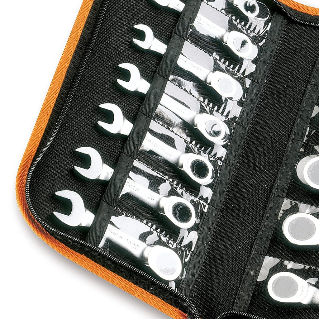 Beta 142 Short Series, Set of 12, 12-Point Ratcheting Combination Wrenches, Stubby, Metric 8mm-19mm