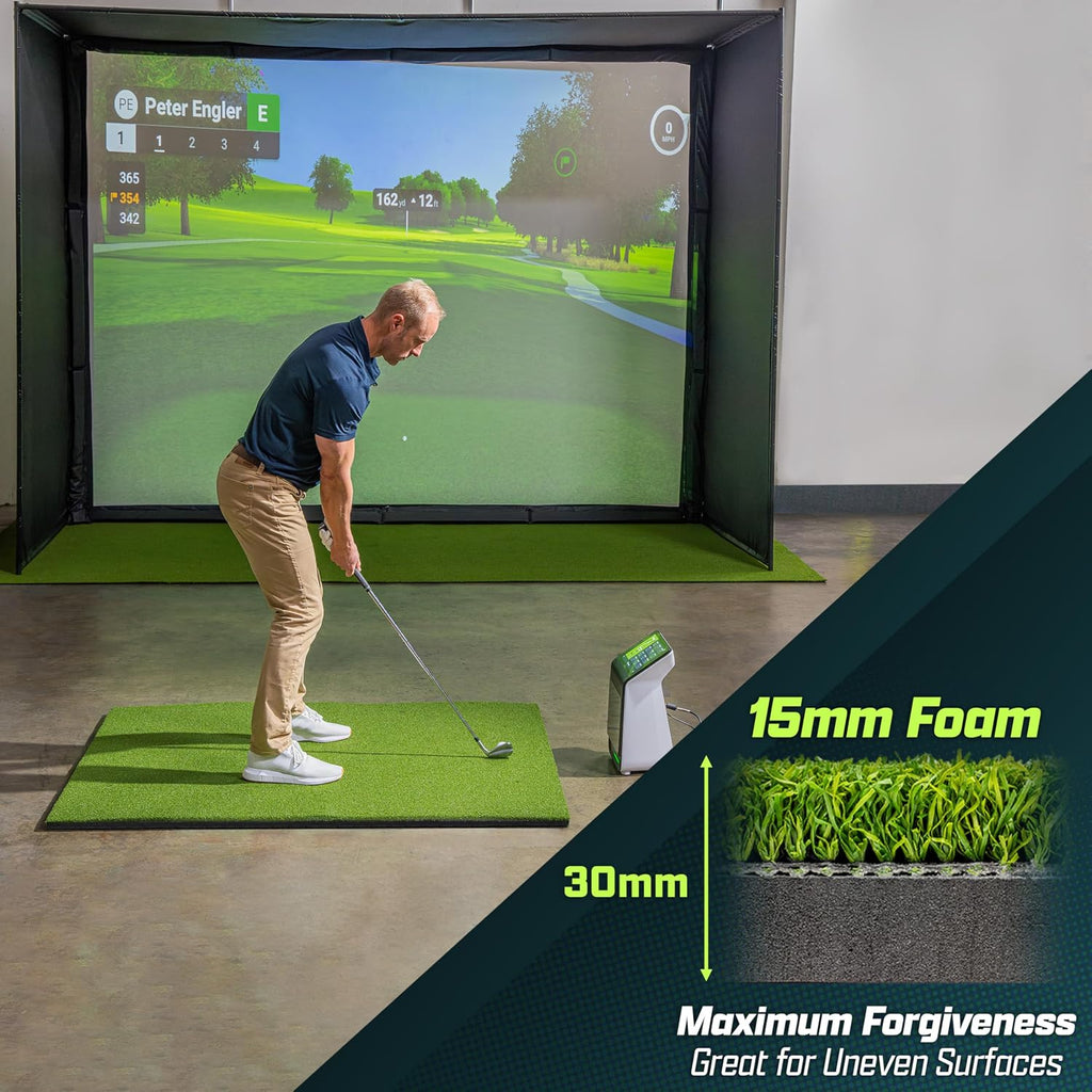 GoSports Elite Golf Hitting Mat for Indoor and Outdoor Practice - Withstands Thousands of Shots - Heavy-Duty Turf Driving Range Mats Works with Golf Simulators - Includes 3 tees - Choose Your Size