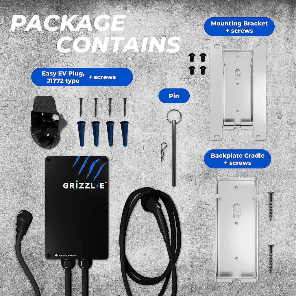 Grizzl-E Smart Level 2 240V / 40A Electric Vehicle (EV) Charger, Metal Case UL Tested and Certified, Energy Star, Indoor/Outdoor Electric Car Fast Charging Station, NEMA 14-50, Black